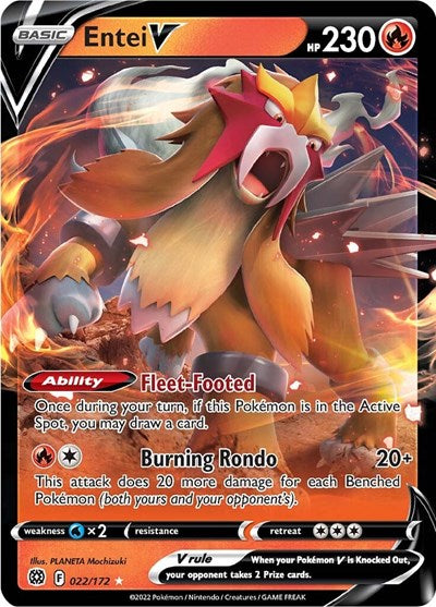 Entei V (SWSH09) #022/172 Ultra Rare (Holofoil Near Mint) SWSH09: Brilliant Stars Pokemon: 2022