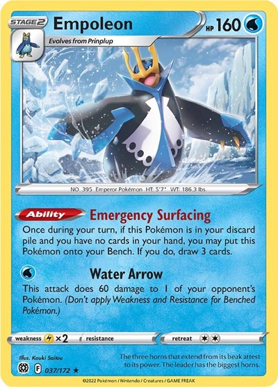 Empoleon (SWSH09) #037/172 Holo Rare (Holofoil Near Mint) SWSH09: Brilliant Stars Pokemon: 2022