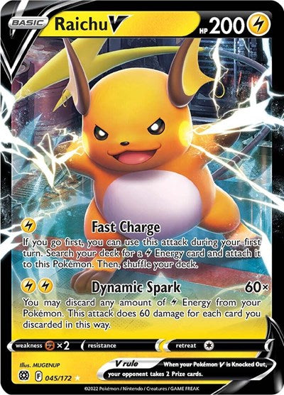 Raichu V (SWSH09) #045/172 Ultra Rare (Holofoil Near Mint) SWSH09: Brilliant Stars Pokemon: 2022