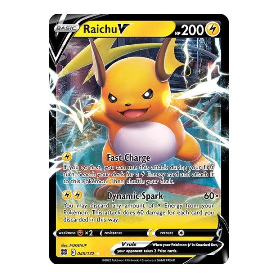 Raichu V (SWSH09) #045/172 Ultra Rare (Holofoil Near Mint) SWSH09: Brilliant Stars Pokemon: 2022