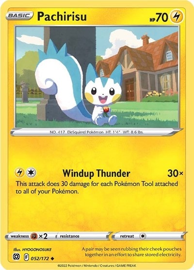 Pachirisu (SWSH09) #052/172 Uncommon (Reverse Holofoil Near Mint) SWSH09: Brilliant Stars Pokemon: 2022