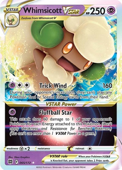Whimsicott VSTAR (SWSH09) #065/172 Ultra Rare (Holofoil Near Mint) SWSH09: Brilliant Stars Pokemon: 2022
