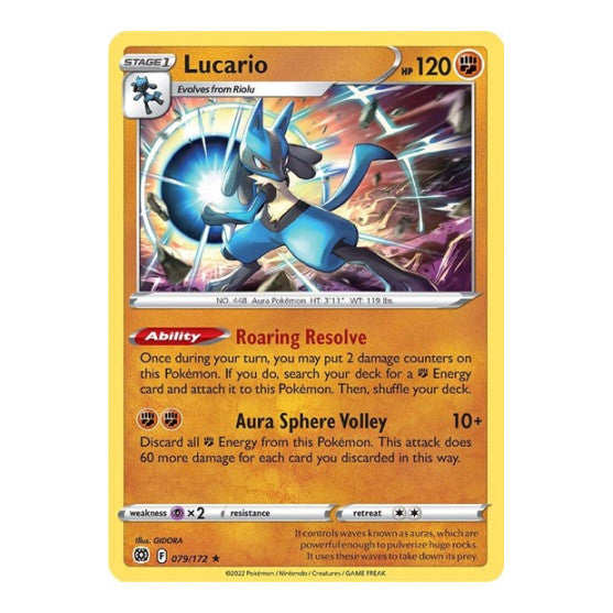 Lucario (SWSH09) #079/172 Holo Rare (Holofoil Near Mint) SWSH09: Brilliant Stars Pokemon: 2022