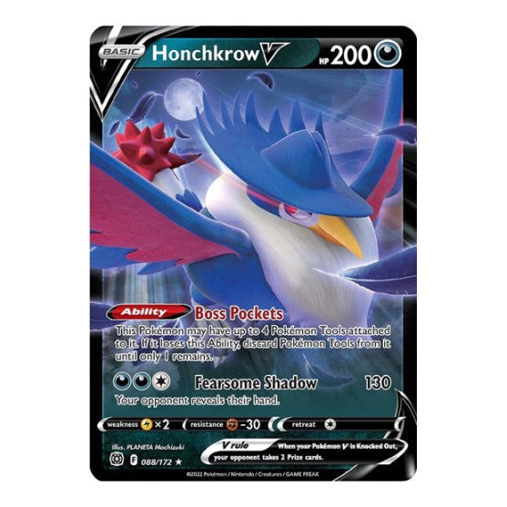 Honchkrow V (SWSH09) #088/172 Ultra Rare (Holofoil Near Mint) SWSH09: Brilliant Stars Pokemon: 2022