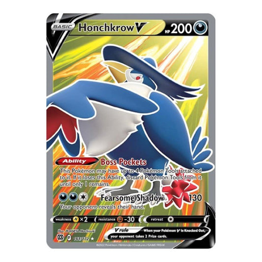 Honchkrow V (Full Art) (SWSH09) #161/172 Ultra Rare (Holofoil Near Mint) SWSH09: Brilliant Stars Pokemon: 2022