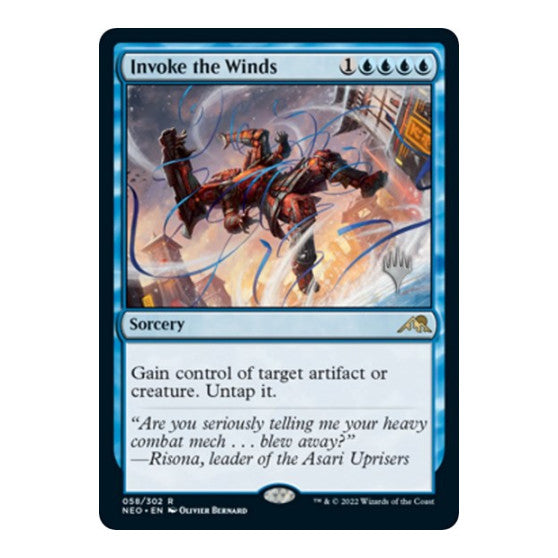 Invoke the Winds (PPNEO) #58 Rare (Lightly Played) Promo Pack: Kamigawa: Neon Dynasty Magic: The Gathering: 2022