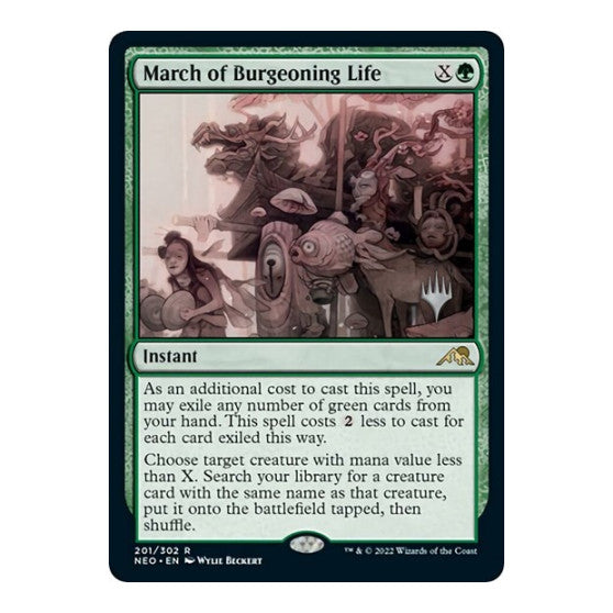 March of Burgeoning Life (PPNEO) #201 Rare (Lightly Played) Promo Pack: Kamigawa: Neon Dynasty Magic: The Gathering: 2022