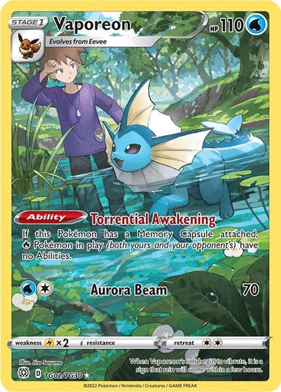 Vaporeon (SWSH09:TG) #TG02/TG30 Ultra Rare (Holofoil Near Mint) SWSH09: Brilliant Stars Trainer Gallery Pokemon: 2022