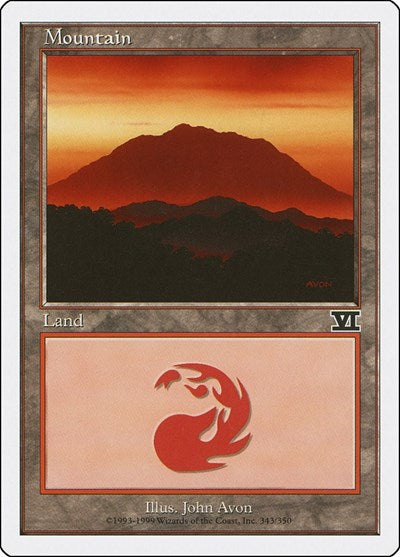 Mountain 343 (6ED) #343 Land (Heavily Played) Classic Sixth Edition Magic: The Gathering: 1999