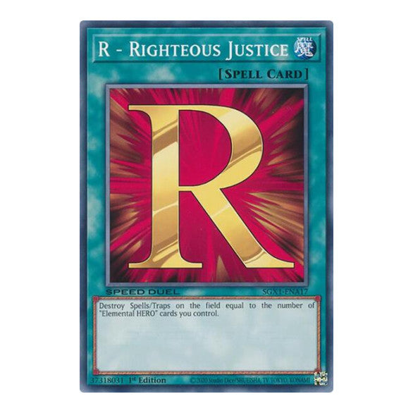 R - Righteous Justice () #SGX1-ENA17 Common (1st Edition Lightly Played) Speed Duel GX: Duel Academy Box YuGiOh: 2022