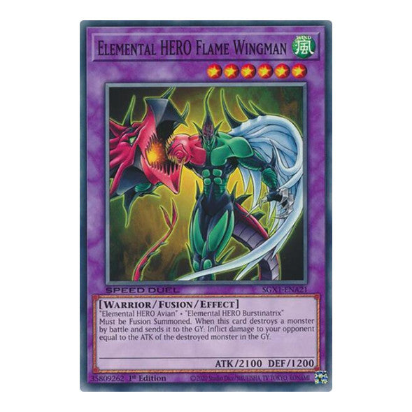 Elemental HERO Flame Wingman () #SGX1-ENA21 Common (1st Edition Lightly Played) Speed Duel GX: Duel Academy Box YuGiOh: 2022