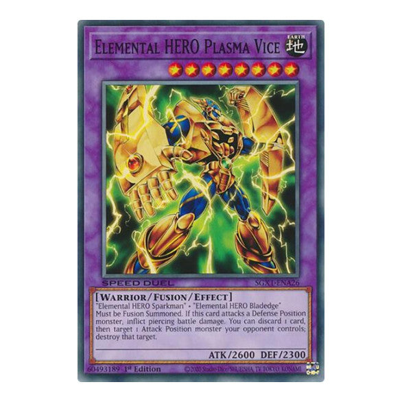 Elemental HERO Plasma Vice () #SGX1-ENA26 Common (1st Edition Lightly Played) Speed Duel GX: Duel Academy Box YuGiOh: 2022