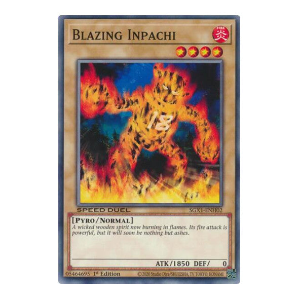 Blazing Inpachi () #SGX1-ENH02 Common (1st Edition Lightly Played) Speed Duel GX: Duel Academy Box YuGiOh: 2022