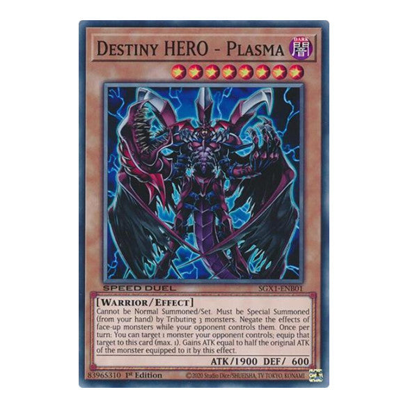 Destiny HERO - Plasma () #SGX1-ENB01 Common (1st Edition Lightly Played) Speed Duel GX: Duel Academy Box YuGiOh: 2022
