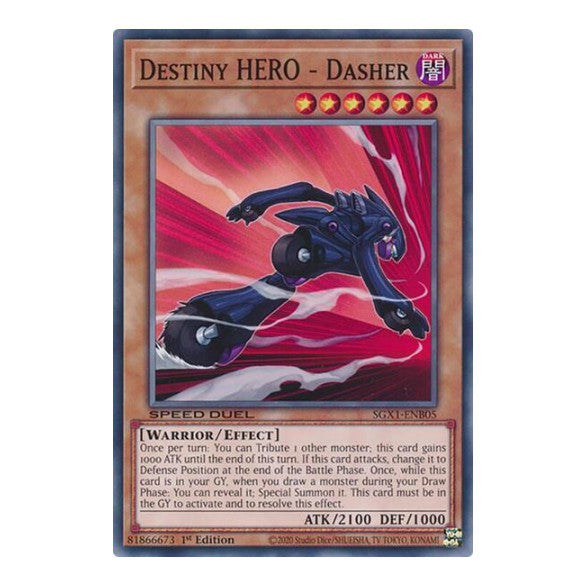 Destiny HERO - Dasher () #SGX1-ENB05 Common (1st Edition Lightly Played) Speed Duel GX: Duel Academy Box YuGiOh: 2022