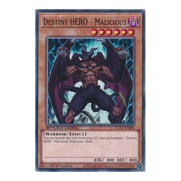 Destiny HERO - Malicious () #SGX1-ENB08 Common (1st Edition Lightly Played) Speed Duel GX: Duel Academy Box YuGiOh: 2022