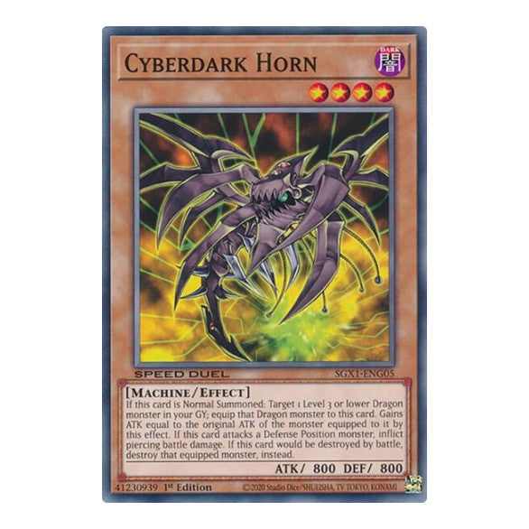 Cyberdark Horn () #SGX1-ENG05 Common (1st Edition Lightly Played) Speed Duel GX: Duel Academy Box YuGiOh: 2022
