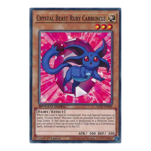 Crystal Beast Ruby Carbuncle () #SGX1-ENF04 Common (1st Edition Lightly Played) Speed Duel GX: Duel Academy Box YuGiOh: 2022