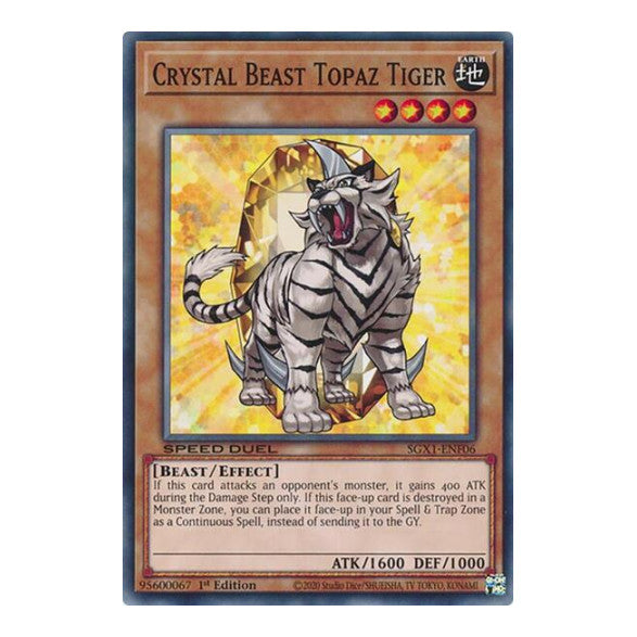 Crystal Beast Topaz Tiger () #SGX1-ENF06 Common (1st Edition Lightly Played) Speed Duel GX: Duel Academy Box YuGiOh: 2022
