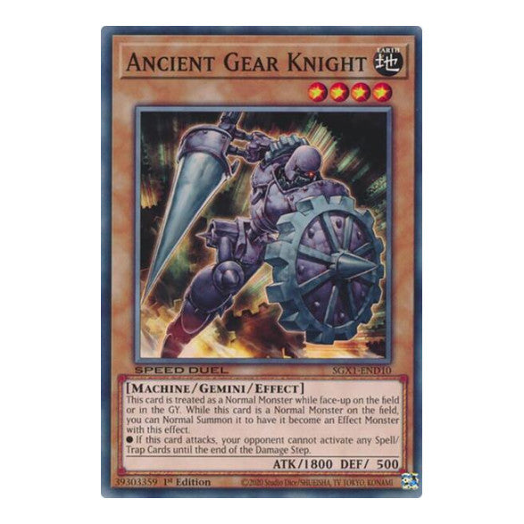 Ancient Gear Knight () #SGX1-END10 Common (1st Edition Lightly Played) Speed Duel GX: Duel Academy Box YuGiOh: 2022