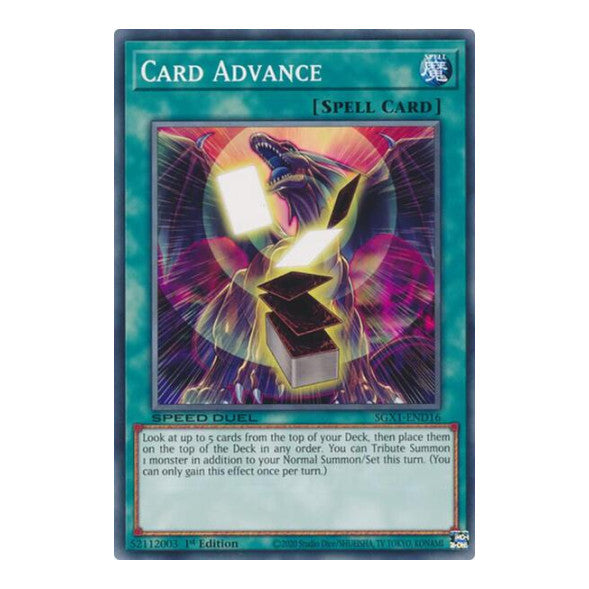 Card Advance () #SGX1-END16 Common (1st Edition Lightly Played) Speed Duel GX: Duel Academy Box YuGiOh: 2022