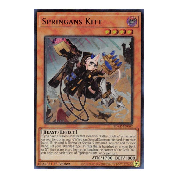 Springans Kitt (SDAZ) #SDAZ-EN002 Ultra Rare (1st Edition Lightly Played) Structure Deck: Albaz Strike YuGiOh: 2022