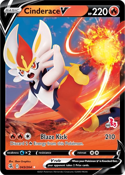 Cinderace V 043 264 60 Cinderace Stamped (BA22) #043/264 Promo (Holofoil Near Mint) Battle Academy 2022 Pokemon: 2022