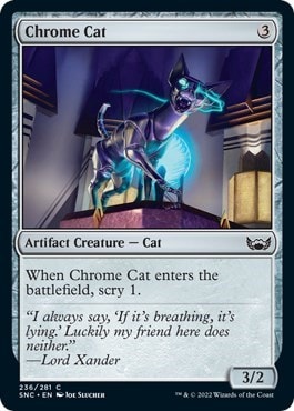 Chrome Cat (SNC) #236 Common (Moderately Played) Streets of New Capenna Magic: The Gathering: 2022