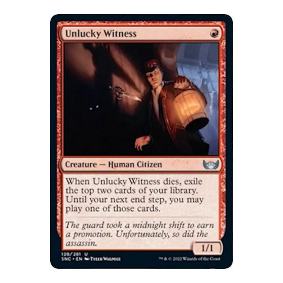 Unlucky Witness (SNC) #128 Uncommon (Foil Lightly Played) Streets of New Capenna Magic: The Gathering: 2022