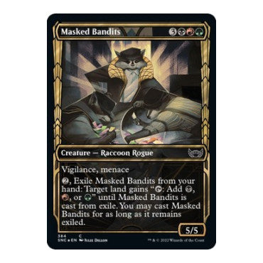 Masked Bandits Gilded Foil (SNC) #384 Common (Foil Near Mint) Streets of New Capenna Magic: The Gathering: 2022