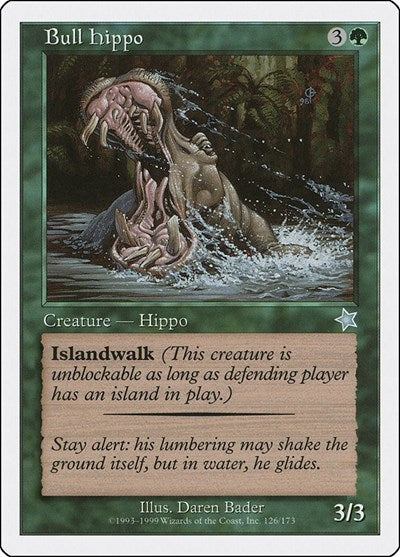 Bull Hippo (S99) #126 Uncommon (Heavily Played) Starter 1999 Magic: The Gathering: 1999