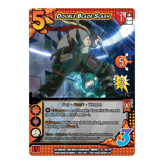 Double Blade Slash (MHA2) #65/117 Common (1st Edition Normal Lightly Played) UniVersus: My Hero Academia: Crimson Rampage UniVersus: 2022