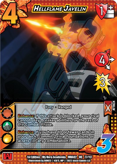 Hellflame Javelin (MHA2) #77/117 Uncommon (1st Edition Normal Lightly Played) UniVersus: My Hero Academia: Crimson Rampage UniVersus: 2022