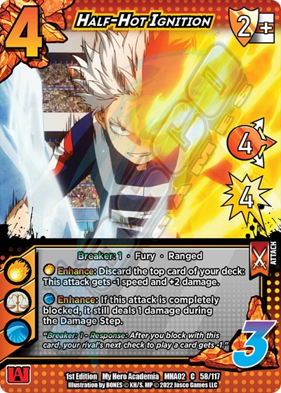 Half-Hot Ignition (MHA2) #58/117 Common (1st Edition Normal Lightly Played) UniVersus: My Hero Academia: Crimson Rampage UniVersus: 2022