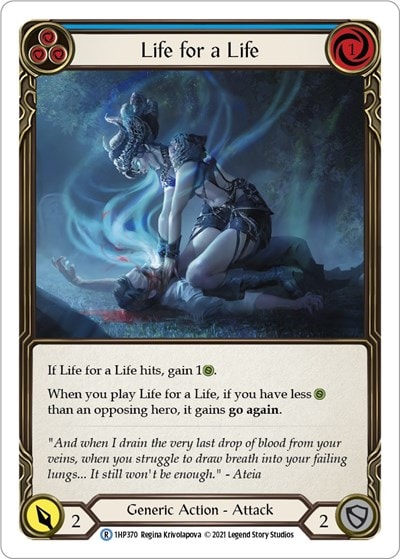Life for a Life Blue (1HP) #1HP370 Rare (Lightly Played) History Pack Vol.1 Flesh and Blood TCG: 2022