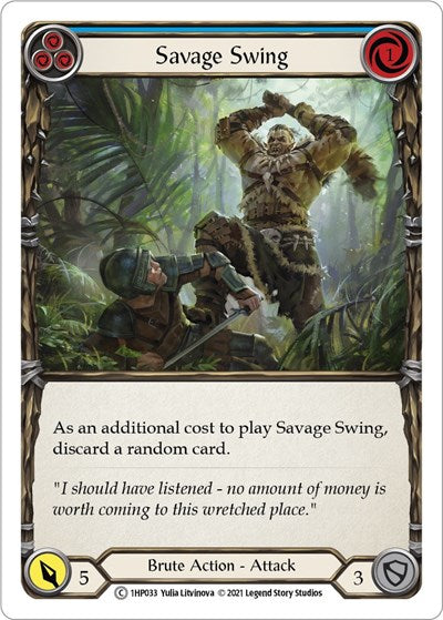 Savage Swing Blue (1HP) #1HP033 Common (Lightly Played) History Pack Vol.1 Flesh and Blood TCG: 2022