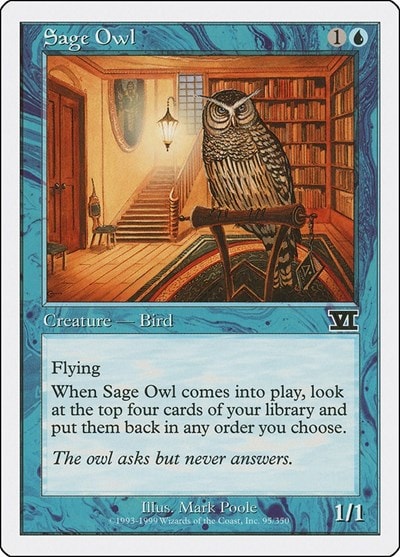 Sage Owl (6ED) #95 Common (Damaged) Classic Sixth Edition Magic: The Gathering: 1999