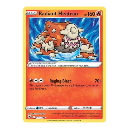 Radiant Heatran (SWSH10) #027/189 Radiant Rare (Holofoil Near Mint) SWSH10: Astral Radiance Pokemon: 2022