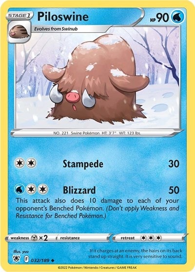 Piloswine (SWSH10) #032/189 Uncommon (Reverse Holofoil Near Mint) SWSH10: Astral Radiance Pokemon: 2022