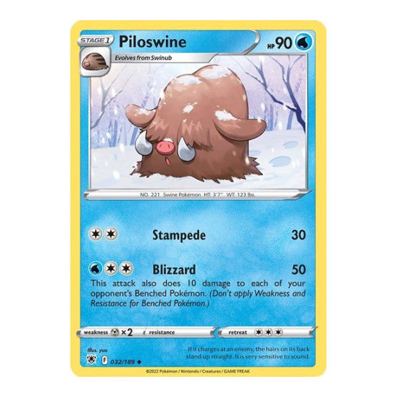 Piloswine (SWSH10) #032/189 Uncommon (Reverse Holofoil Near Mint) SWSH10: Astral Radiance Pokemon: 2022