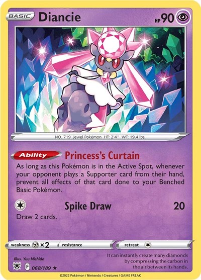 Diancie (SWSH10) #068/189 Holo Rare (Holofoil Near Mint) SWSH10: Astral Radiance Pokemon: 2022