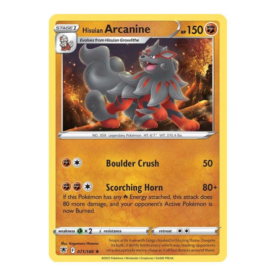 Hisuian Arcanine (SWSH10) #071/189 Rare (Lightly Played) SWSH10: Astral Radiance Pokemon: 2022