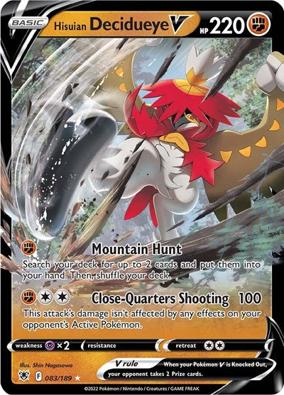 Hisuian Decidueye V (SWSH10) #083/189 Ultra Rare (Holofoil Near Mint) SWSH10: Astral Radiance Pokemon: 2022