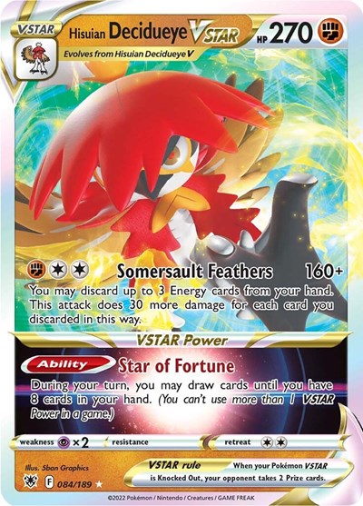 Hisuian Decidueye VSTAR (SWSH10) #084/189 Ultra Rare (Holofoil Near Mint) SWSH10: Astral Radiance Pokemon: 2022