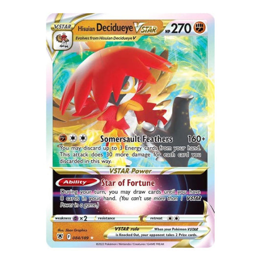 Hisuian Decidueye VSTAR (SWSH10) #084/189 Ultra Rare (Holofoil Near Mint) SWSH10: Astral Radiance Pokemon: 2022