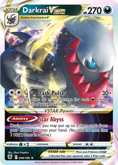Darkrai VSTAR (SWSH10) #099/189 Ultra Rare SWSH10: Astral Radiance Pokemon: 2022