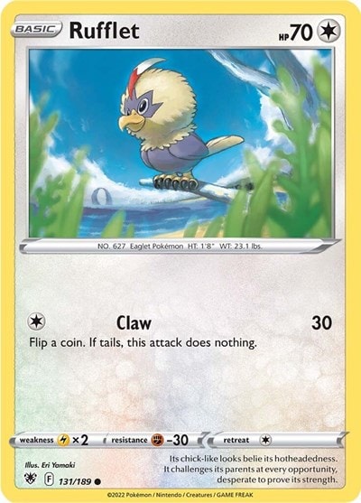Rufflet (SWSH10) #131/189 Common (Reverse Holofoil Moderately Played) SWSH10: Astral Radiance Pokemon: 2022