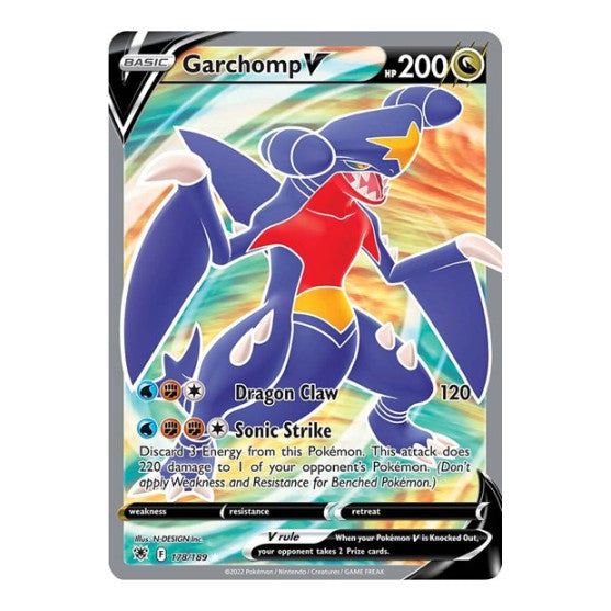 Garchomp V Full Art (SWSH10) #178/189 Ultra Rare (Holofoil Near Mint) SWSH10: Astral Radiance Pokemon: 2022