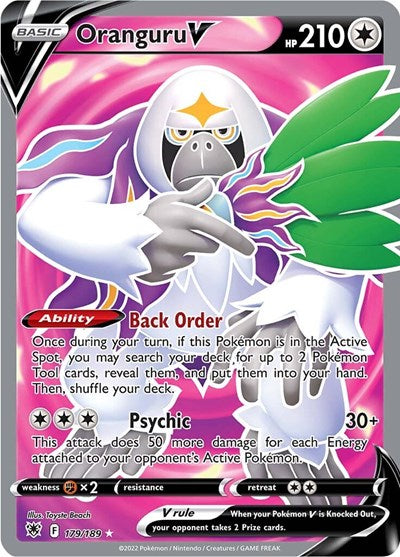 Oranguru V Full Art (SWSH10) #179/189 Ultra Rare (Holofoil Near Mint) SWSH10: Astral Radiance Pokemon: 2022