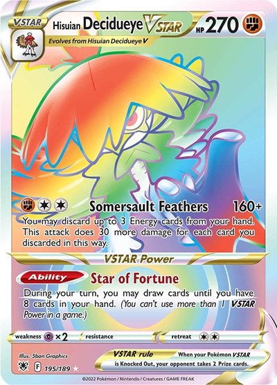 Hisuian Decidueye VSTAR (Secret) (SWSH10) #195/189 Secret Rare (Holofoil Near Mint) SWSH10: Astral Radiance Pokemon: 2022